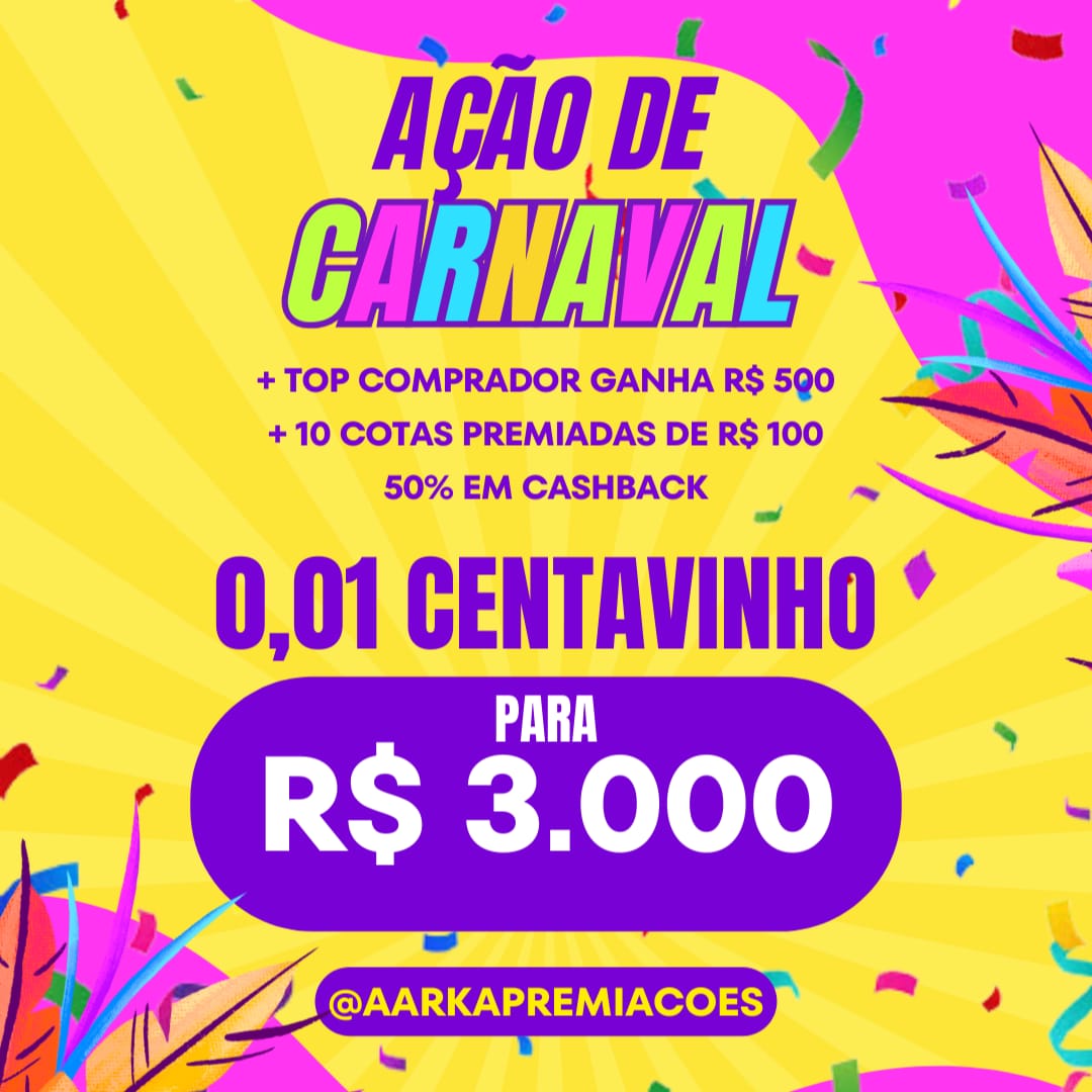 R$ 0,01 Centavinho para R$ 3.000,00 TRÊS MIL REAIS